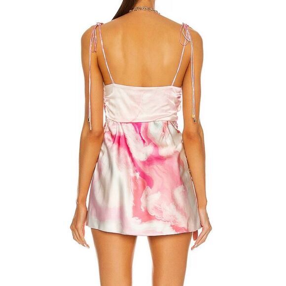 NWT Retrofete Ariella Silk Mini Dress XS Pink‎ Marble Party Cocktail - Picture 3 of 10